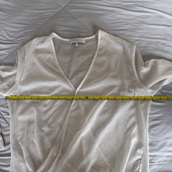 Wayf Shimmering Speckled White V-Neck Blouse Mesh See through - Picture 6 of 9